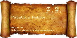 Patatics Hektor névjegykártya